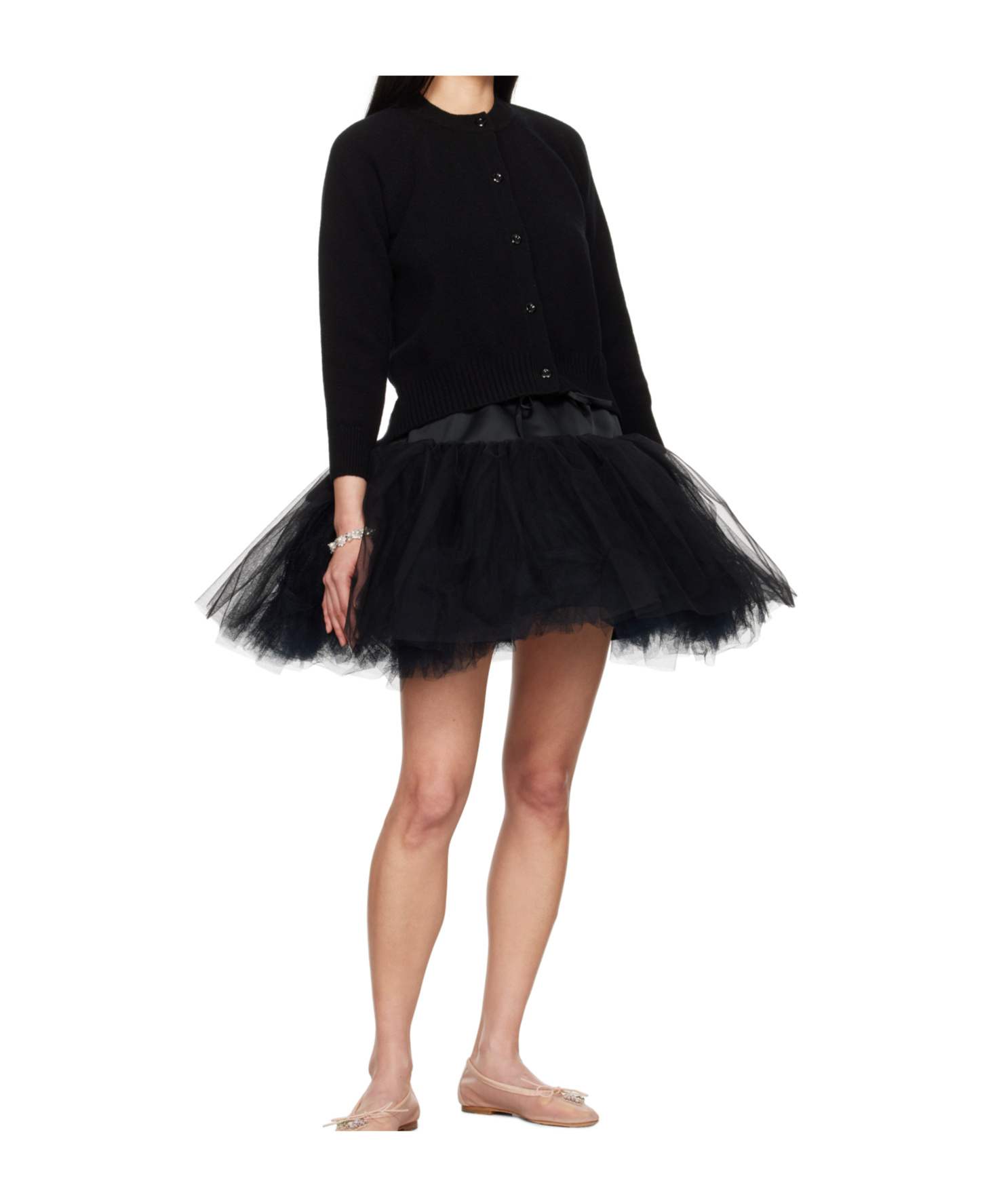 Simone Rocha Tie Tail Cardigan In Black