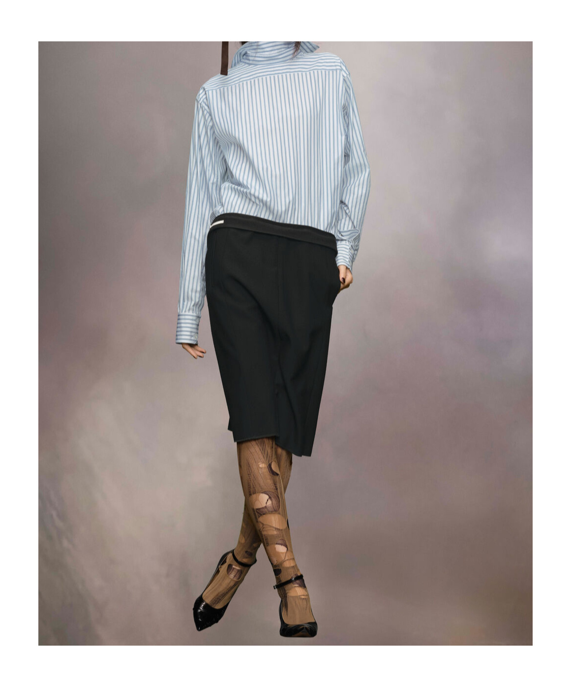 Maison Margiela Striped Cotton Shirt In Black