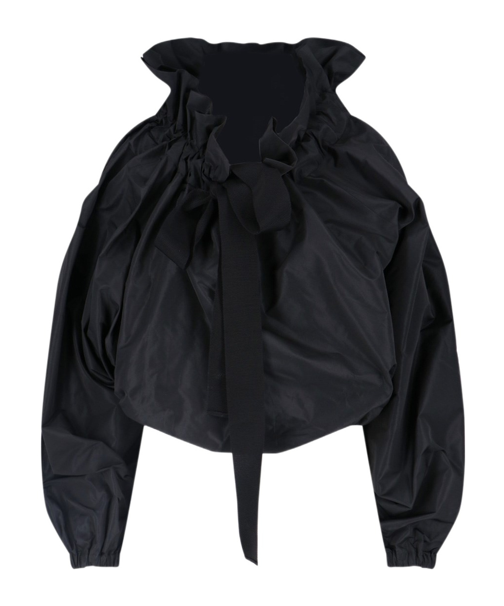Patou Sleeveless Drawstring Neck Cropped Top In Black