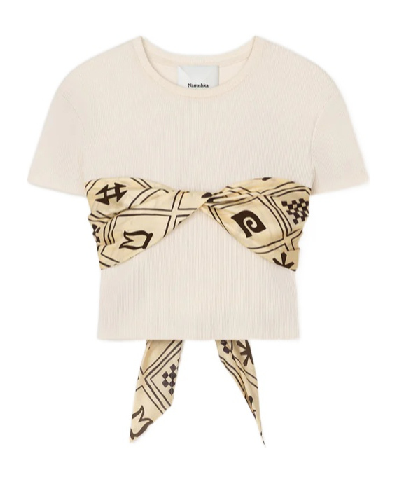 Nanushka Binno Ribbed Round Collar T-shirt In White