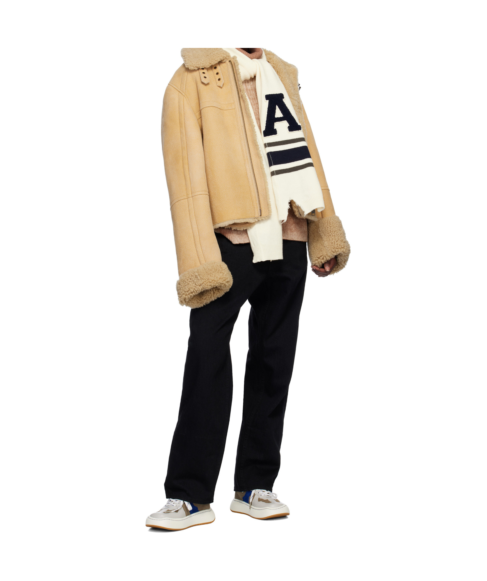 Ambush Off-white Knit Scarf In Black