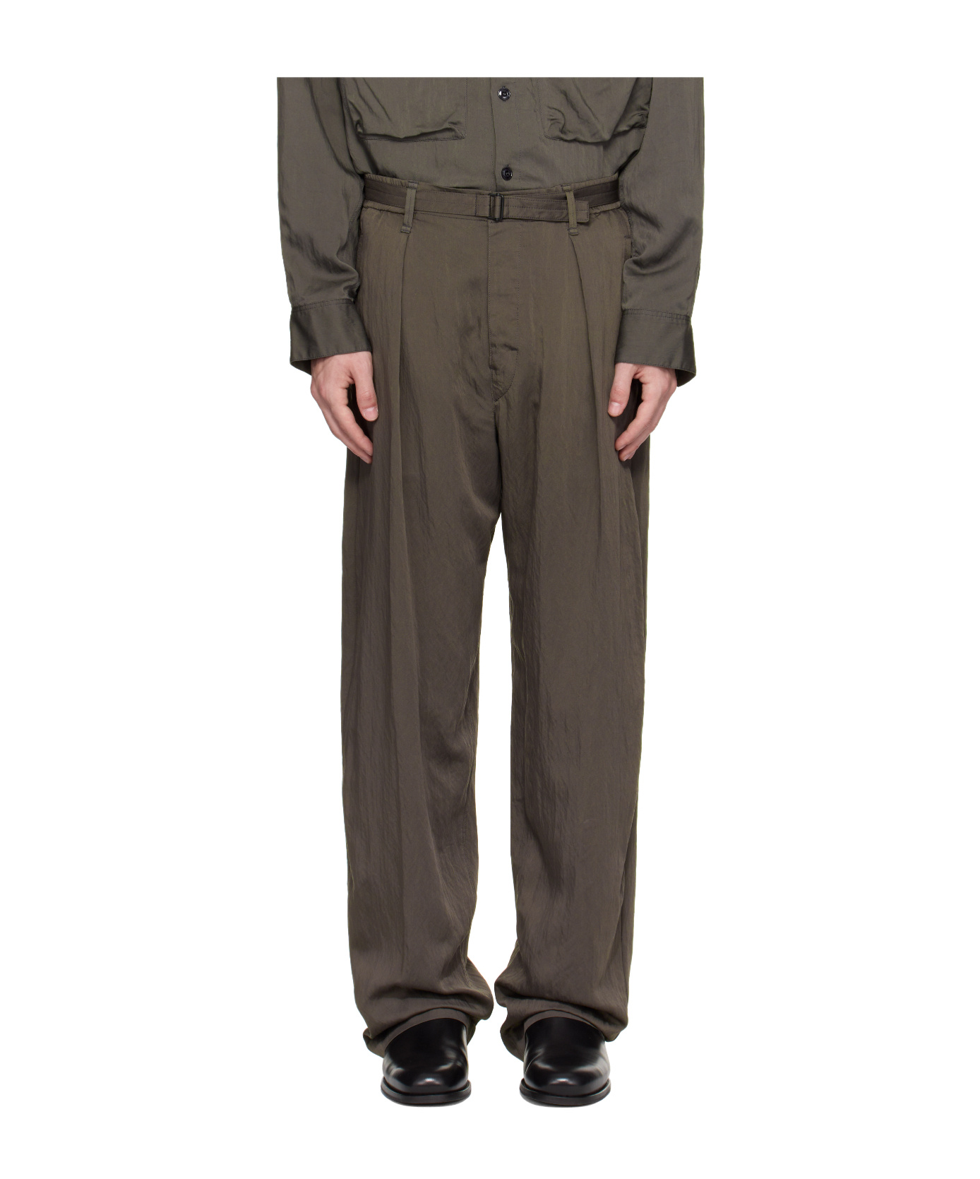 Lemaire Pleated Waistband Trousers With Practical Pockets In Black