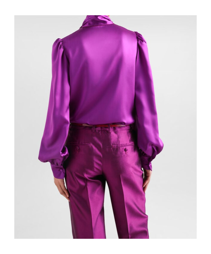 Dolce & Gabbana Pussy-bow Silk-chiffon Blouse In Purple