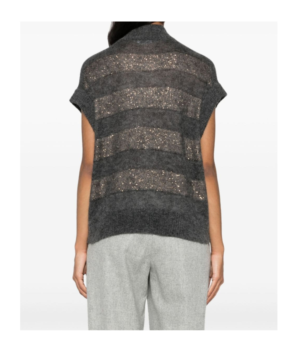 BRUNELLO CUCINELLI SEQUIN-EMBELLISHED STRIPED VEST