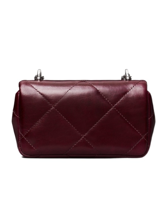 Tory Burch Kira Diamond Quilt Distressed Mini Flap Bag Dark Carmine In Red