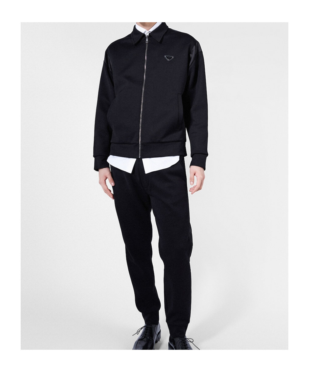 Prada Logo Wool Casual Pants In Black