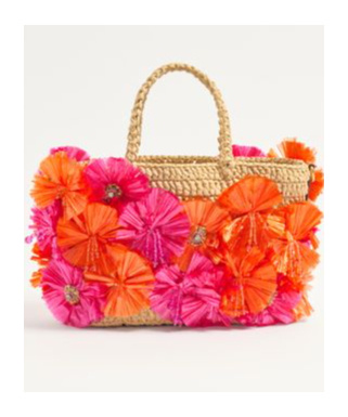 Valentino Borsa Shopping Vlogo Signature In Rafia Decorata  Donna In Natural/red