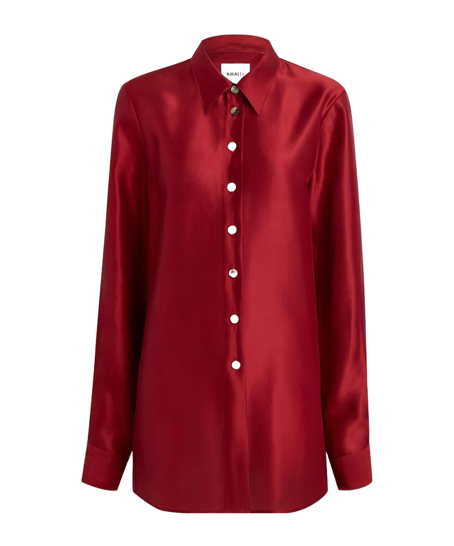 Khaite Auryn Button-down Twill Top In Red