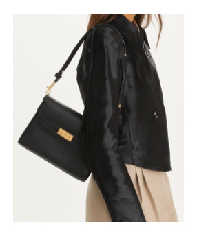 Tory Burch Lee Radziwill Black Shoulder Bag With Single Shoulder Strap And Front Clasp Closure In Leather Woman In Black