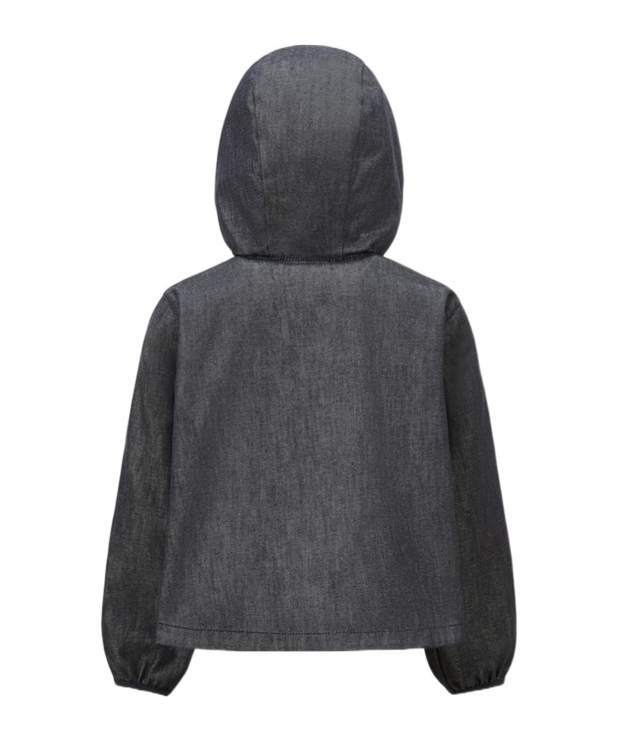 Moncler Long-sleeved Denim Jacket In Black