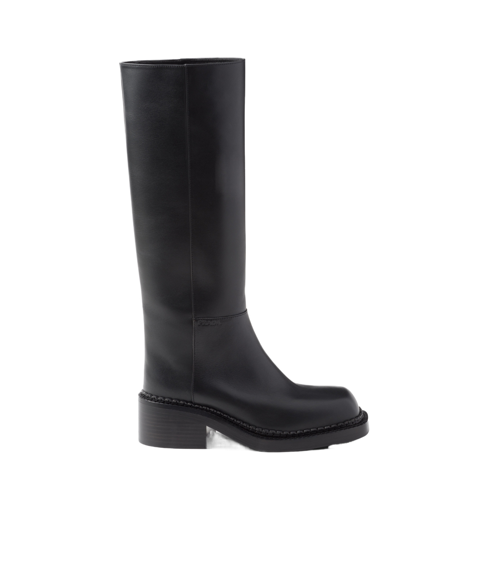 Shop Prada Leather Boots In Black