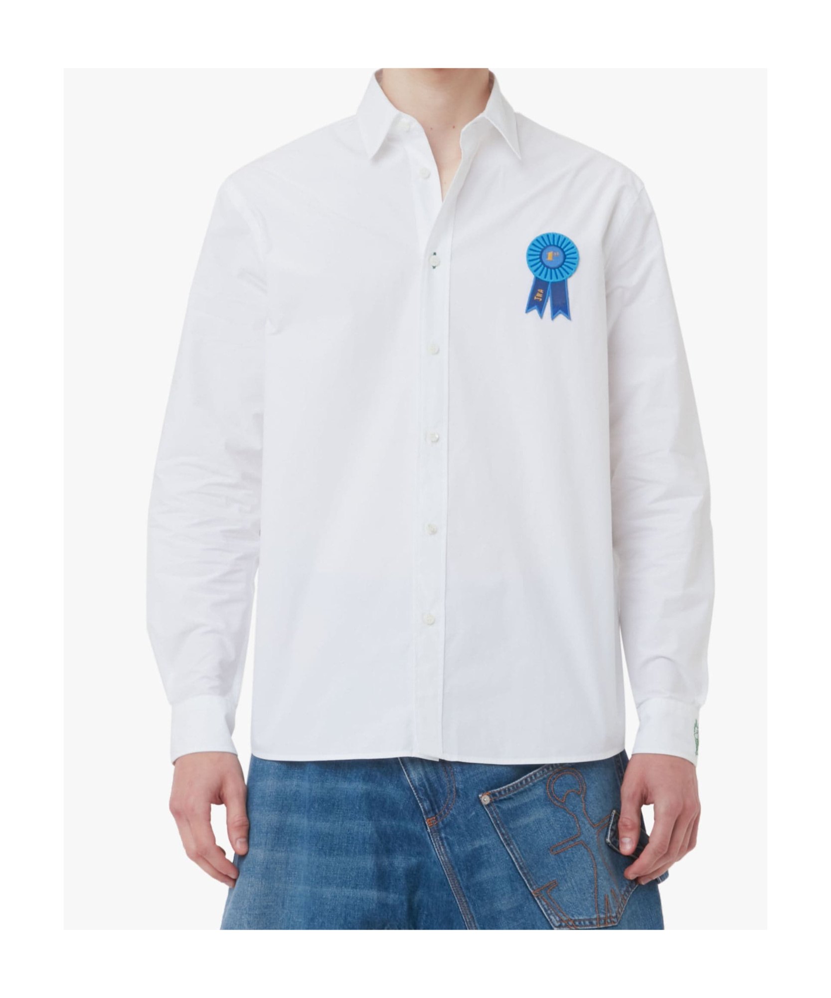 Jw Anderson Appliqué-detail Cotton Shirt In White