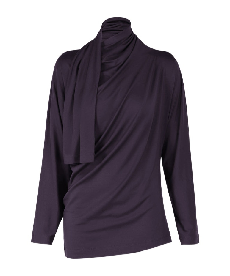 Shop Issey Miyake Asymmetric Neck T-shirt In Black