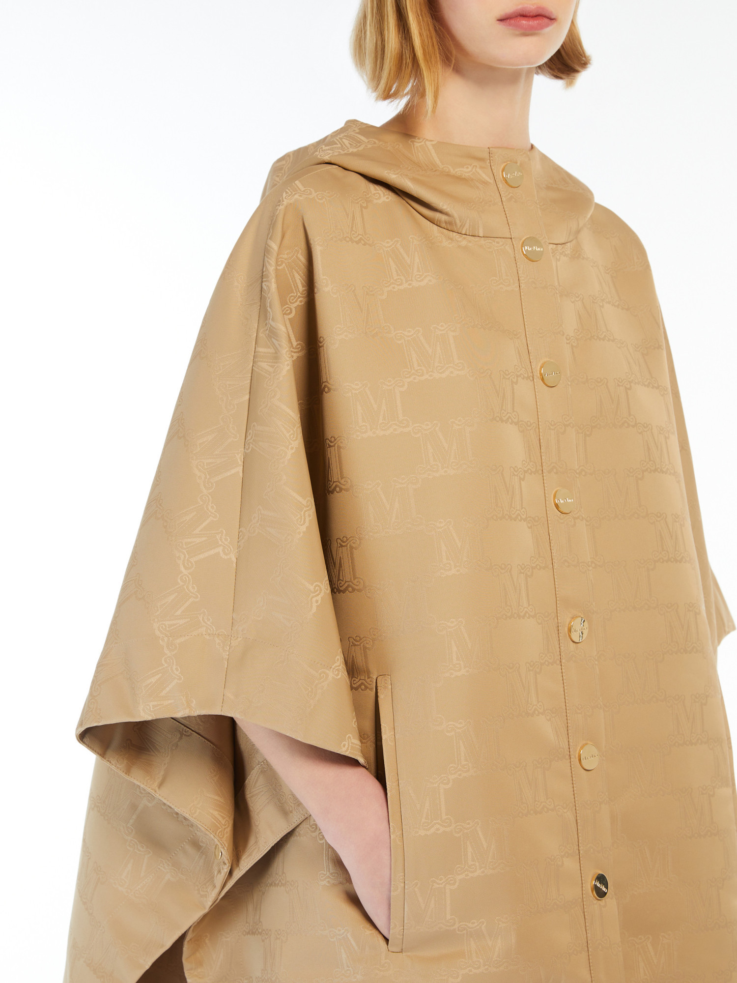 Max Mara Waterproof Jacquard Cloak In Nude