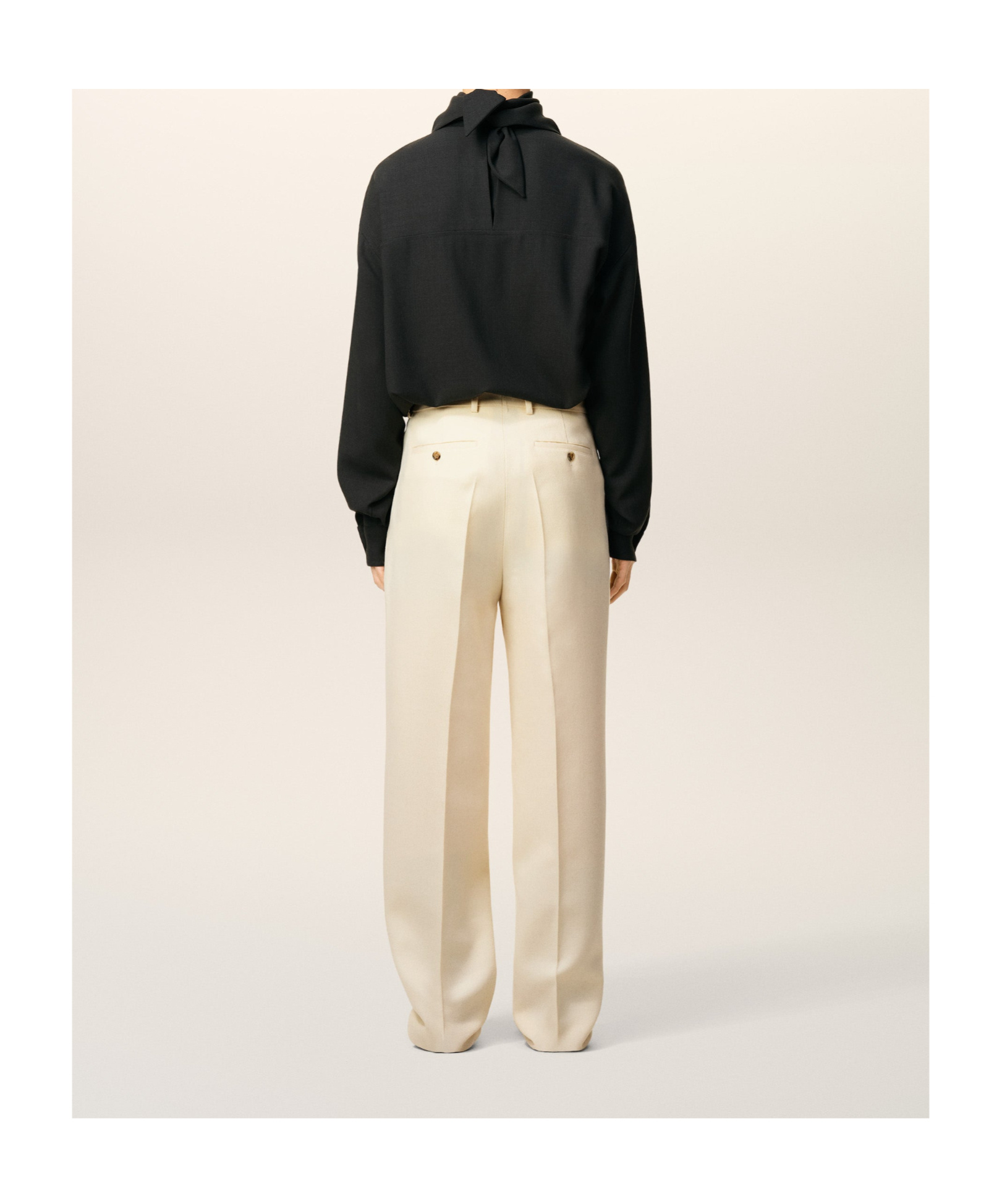 Ami Alexandre Mattiussi White Wool Wide Trousers White In Metallic