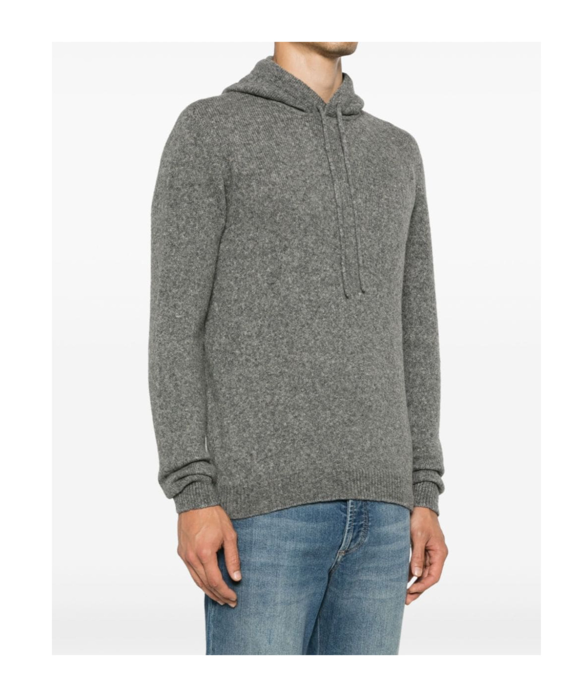Roberto Collina Textured Knit Hooded Sweater In Medium Grey In Gray