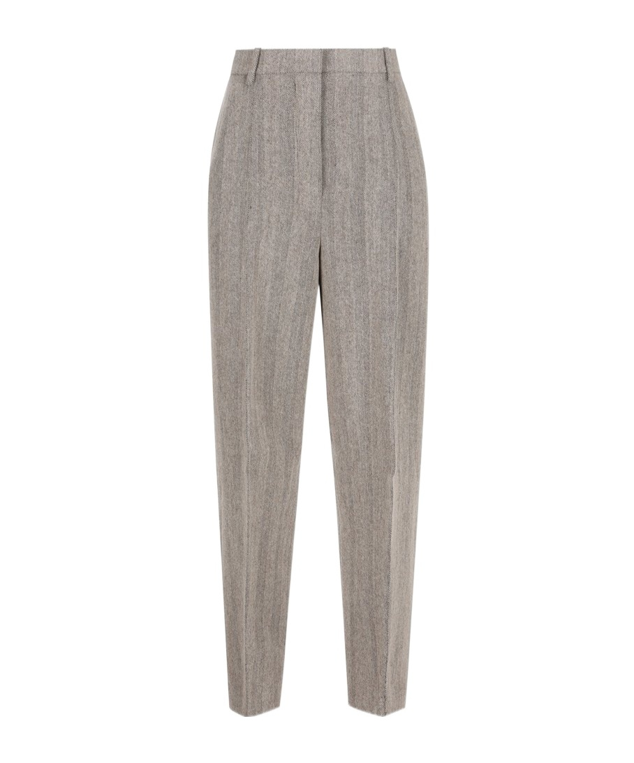 Loro Piana Relaxed Fit Trousers Pleated Design In Gray