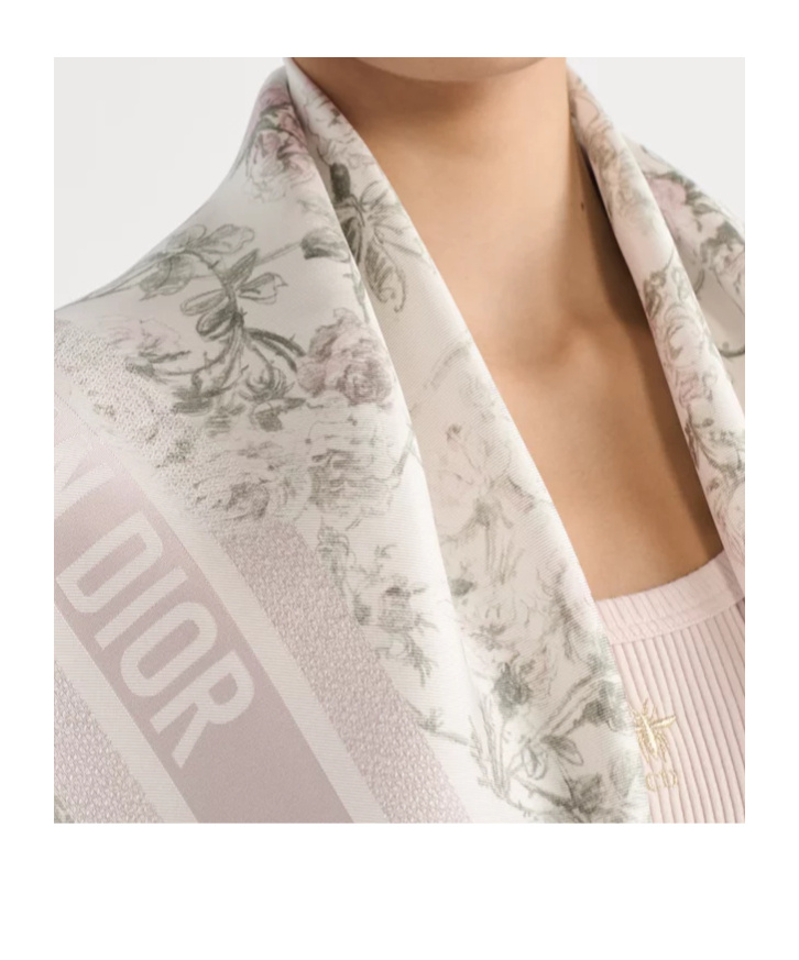 Dior Rosier De 90 Square Scarf In White