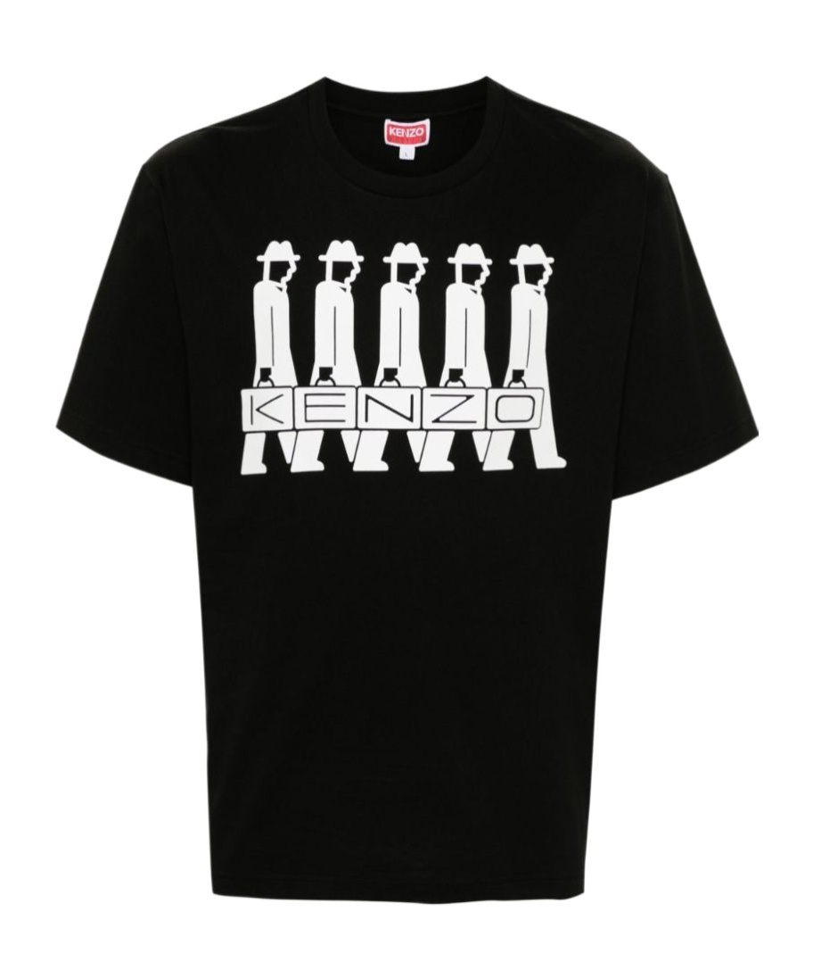 Kenzo Mens Black Business Illusion-print Cotton-jersey T-shirt In Black