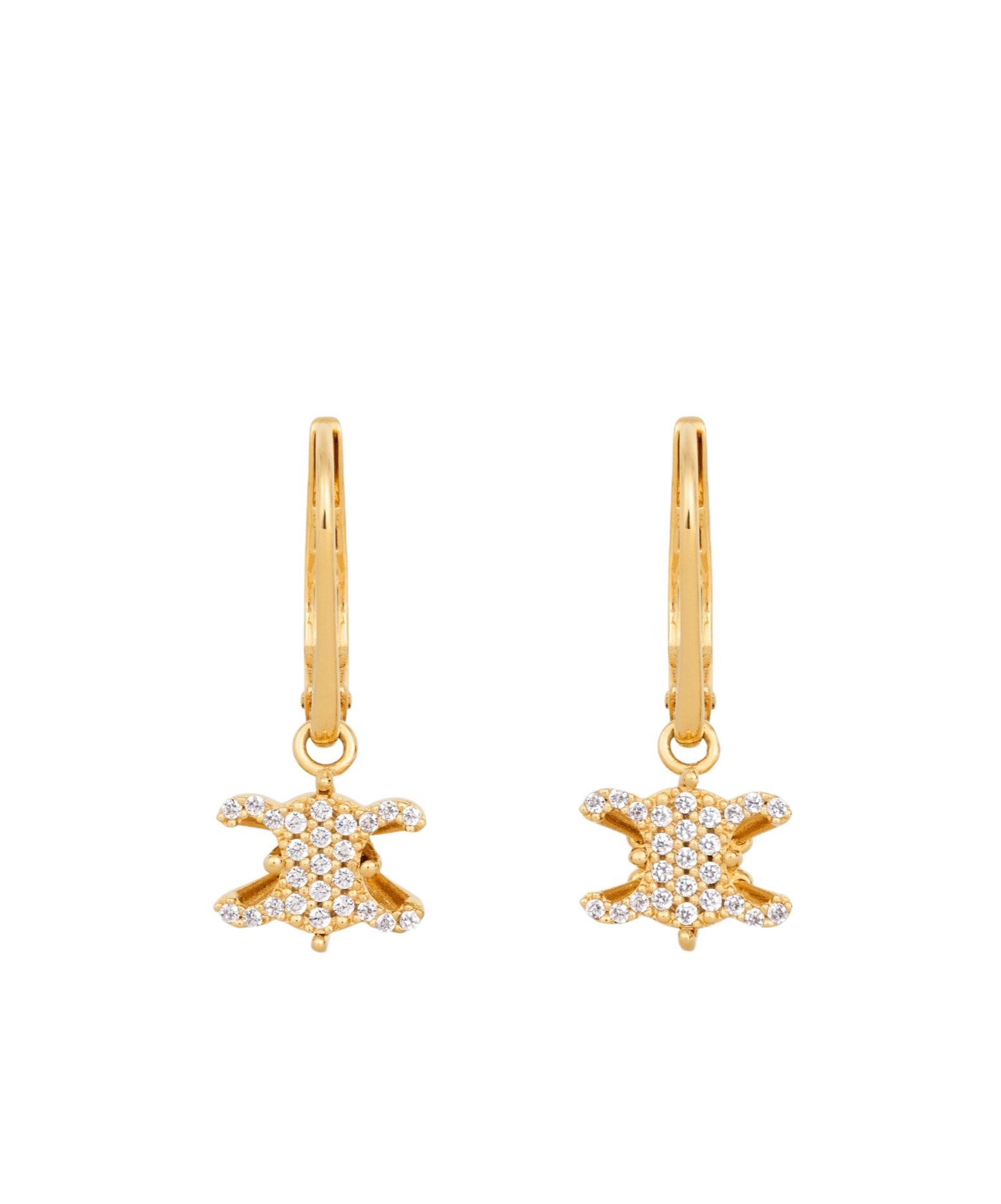 Celine Triomphe Solitaire Sparkle Earrings In Strass And Brass With Gold Finish