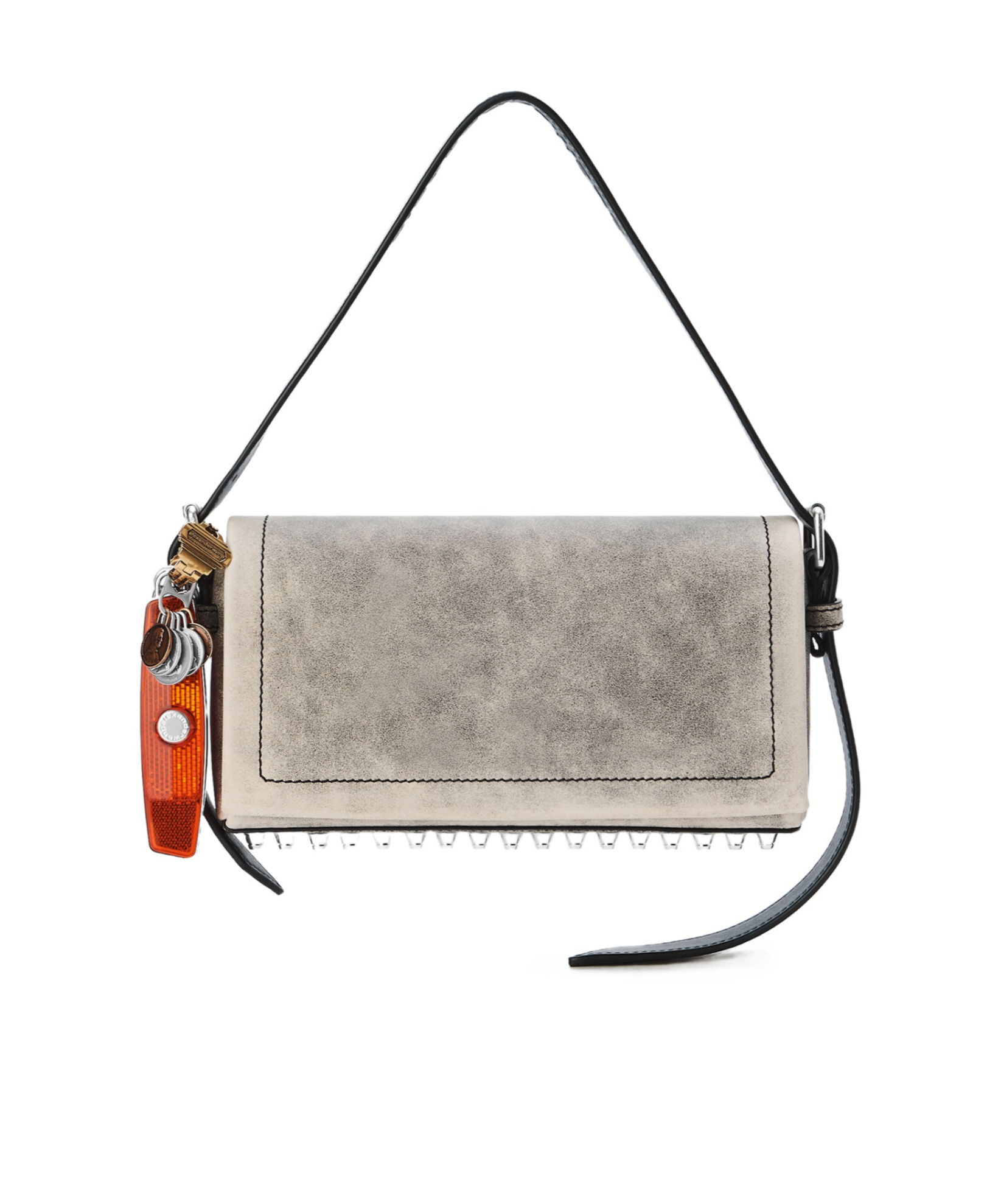 Alexander Wang Ricco Relic Distressed Leather Shoulder Bag In Gray