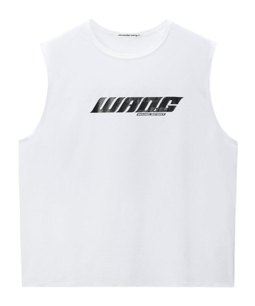 Alexander Wang White Graphic Logo Muscle Tank Top In White