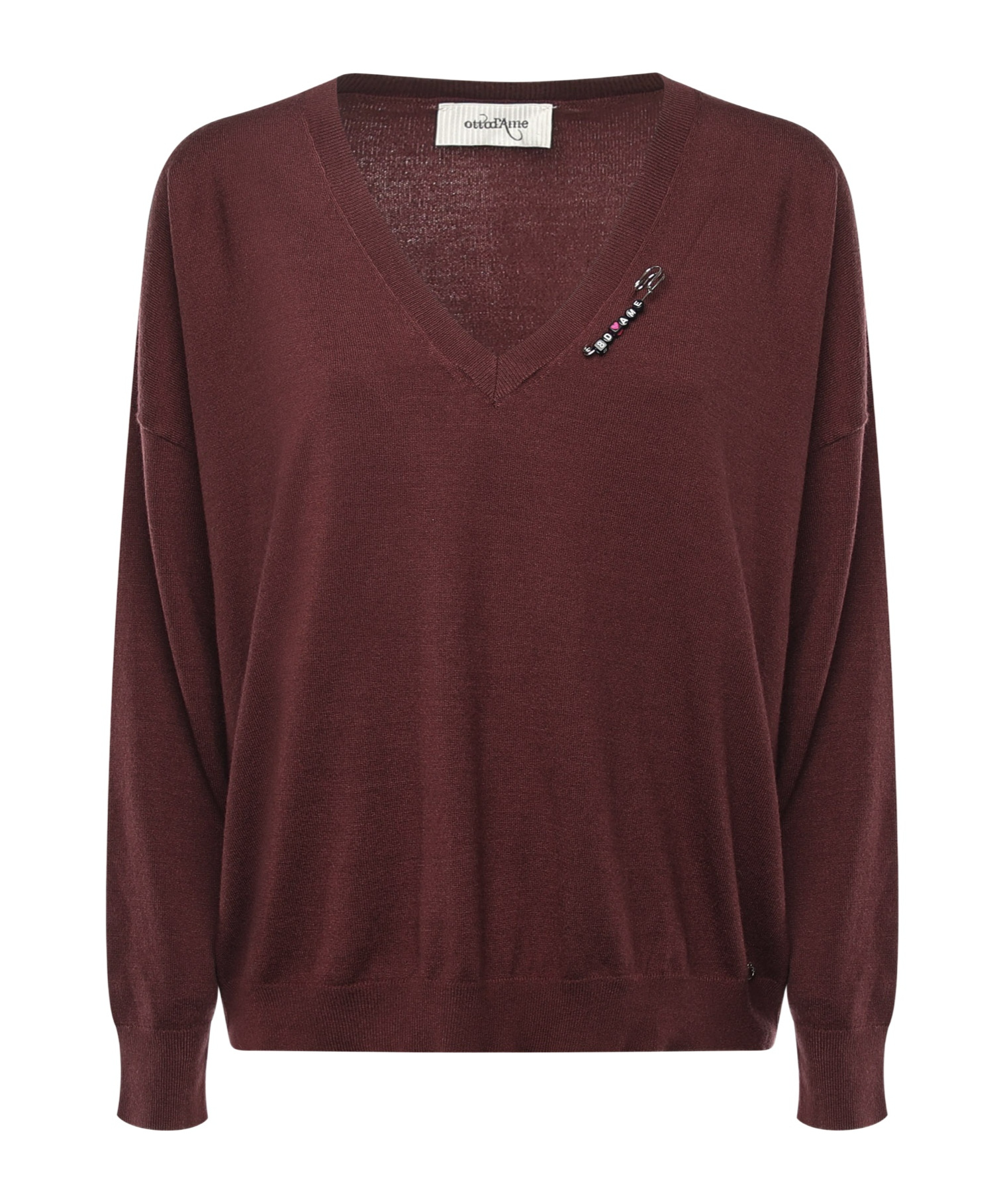 Ottod'ame V-neck Long-sleeved Sweater In Brown