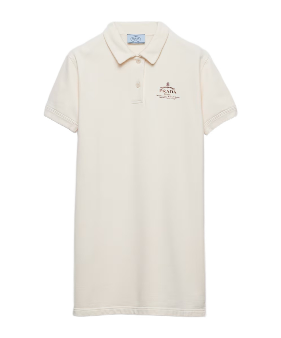 Prada Logo Detail Dress In Nude