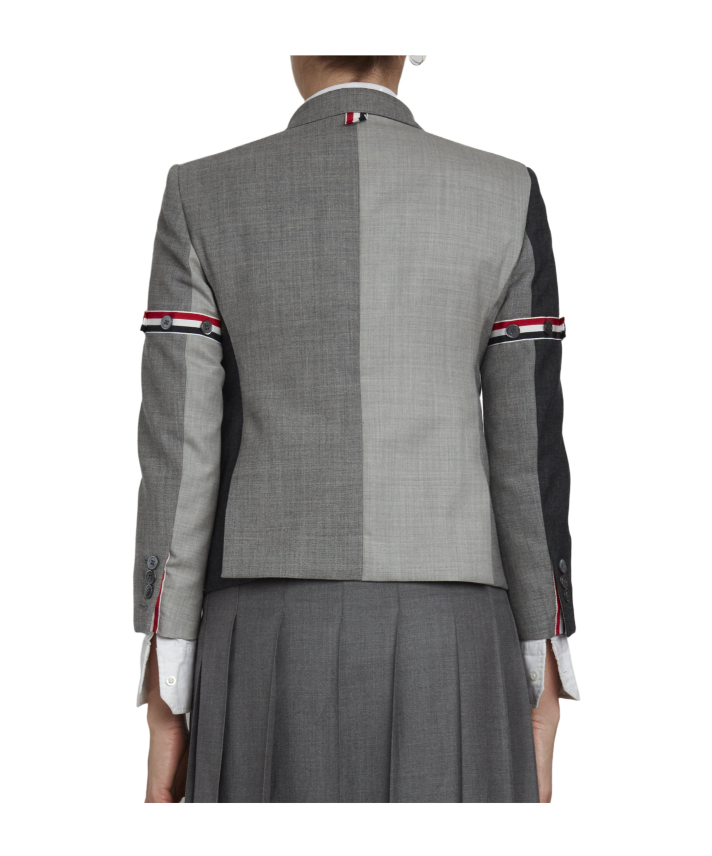 Thom Browne Grey Fun-mix Wool 2 Ply Fresco High Armhole Jacket In Gray
