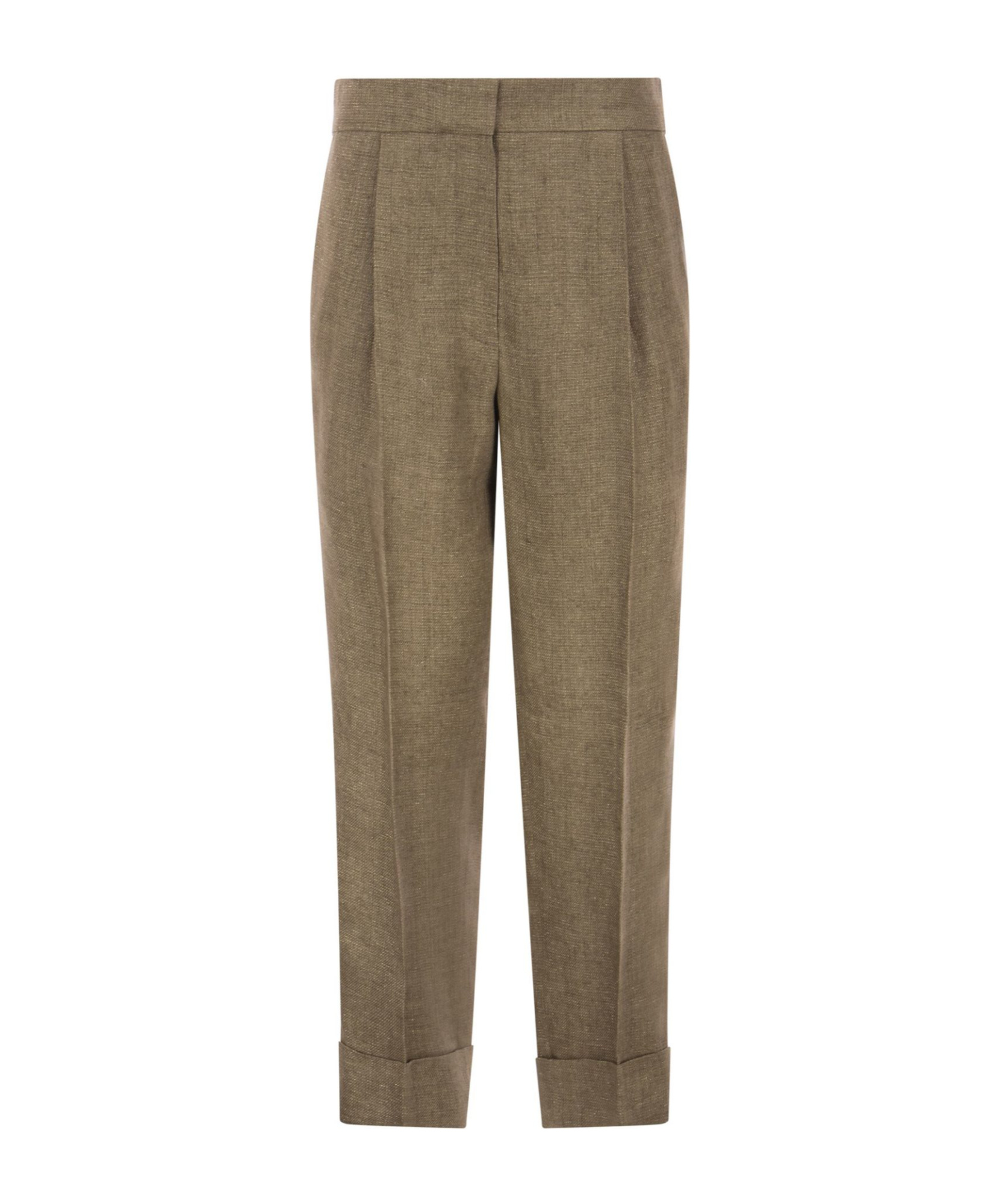 Brunello Cucinelli High-waisted Cropped Trousers In Brown