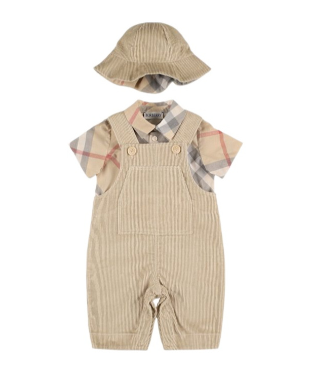 Burberry Strap Straps, Short-sleeved Shirt And Hat Set