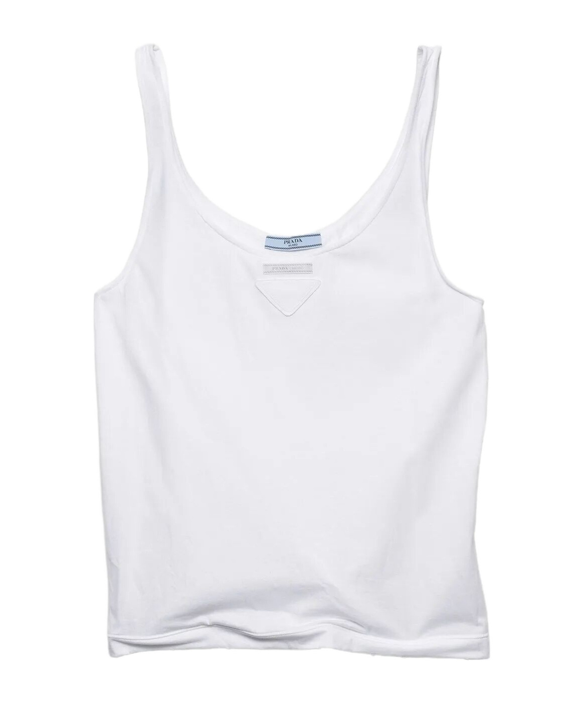 Prada Lightweight Sleeveless Scoop Neck Tank In White