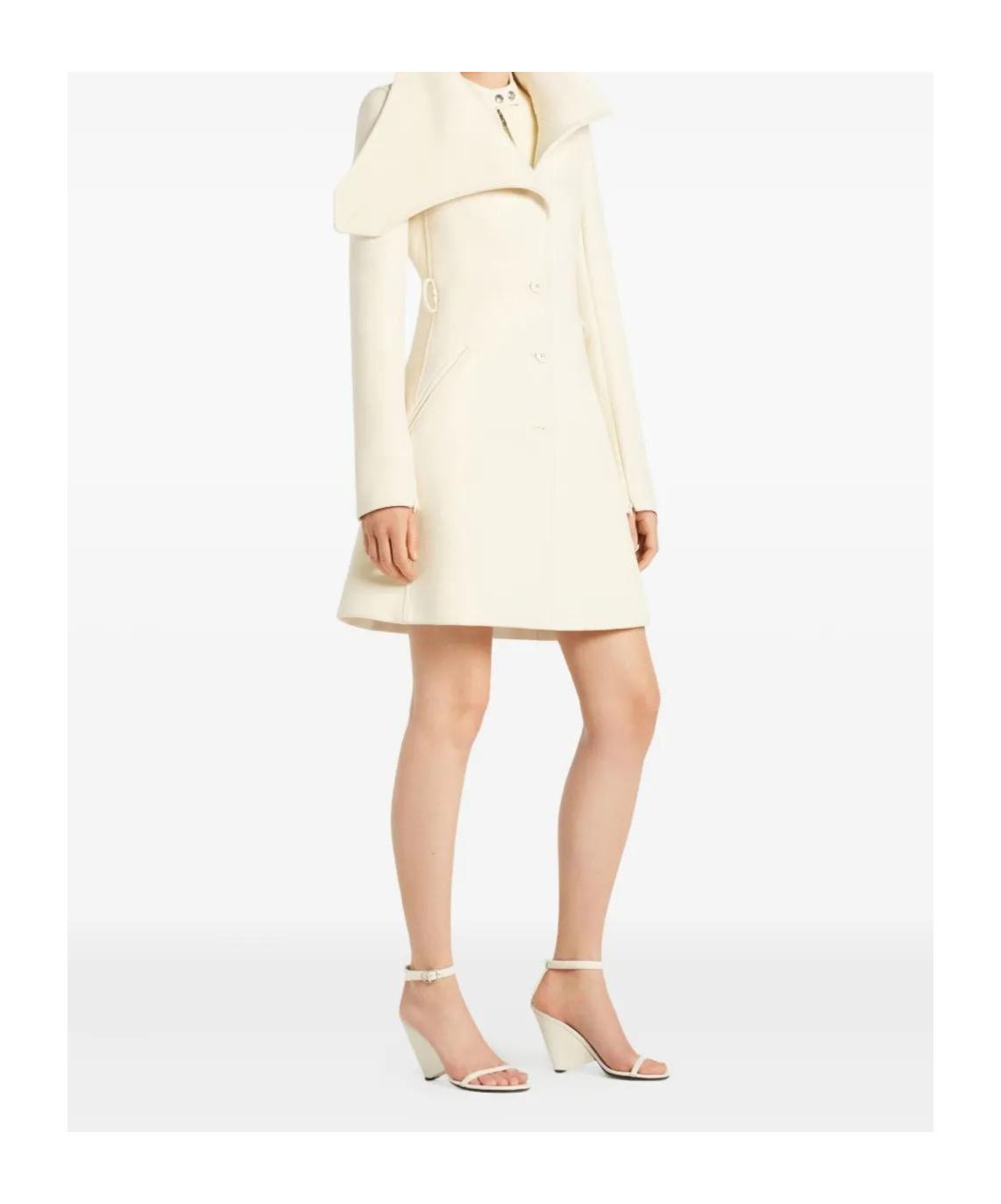 Courrèges Asymmetrical-collar Coat In White