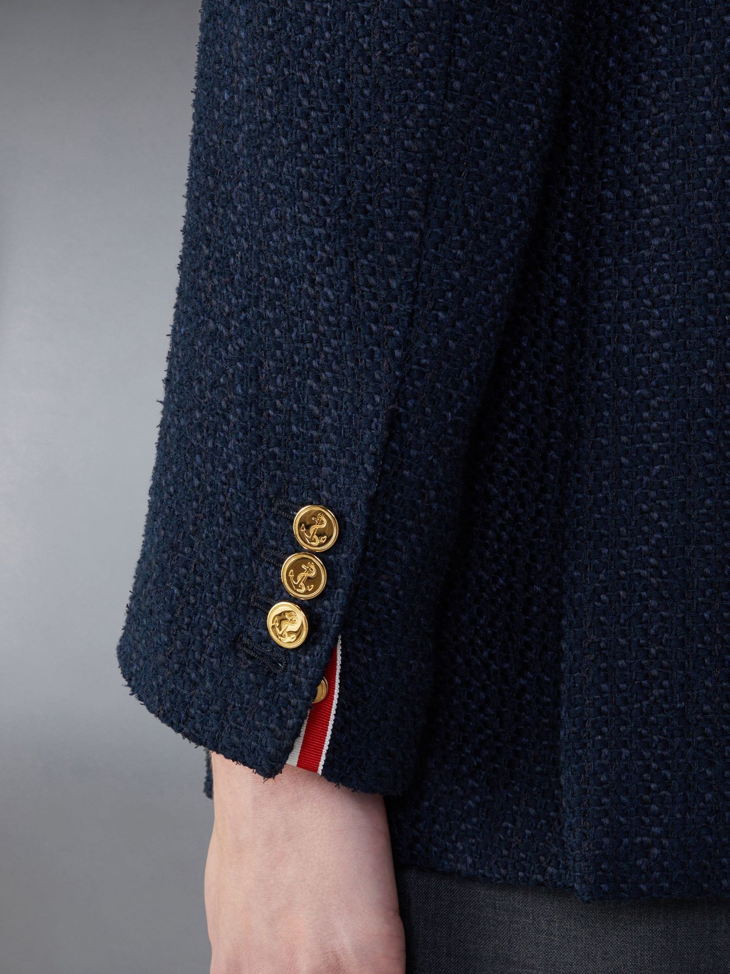 Thom Browne Tweed Single-breasted Blazer In Black