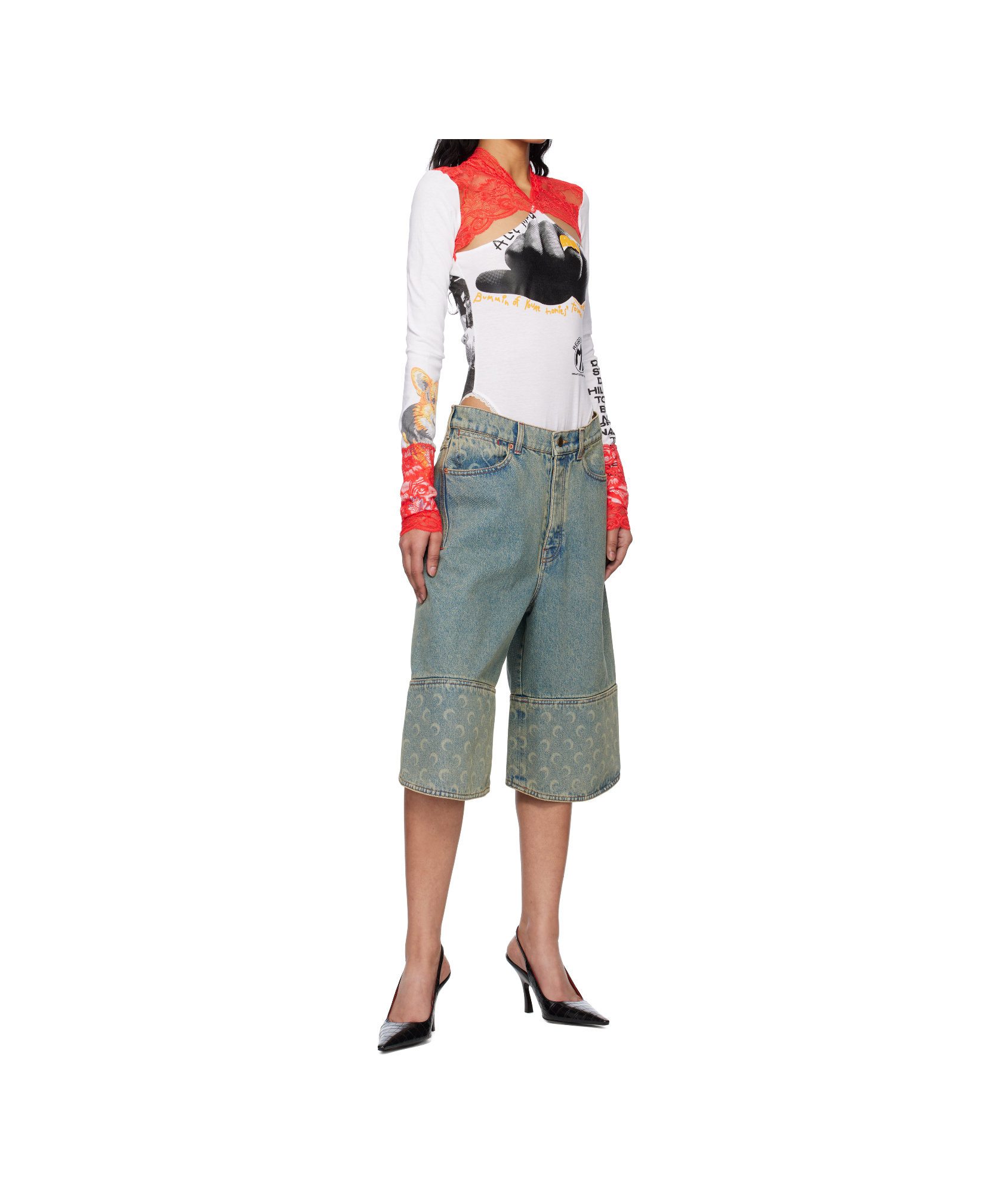 Marine Serre Long Sleeve Jumpsuit In White