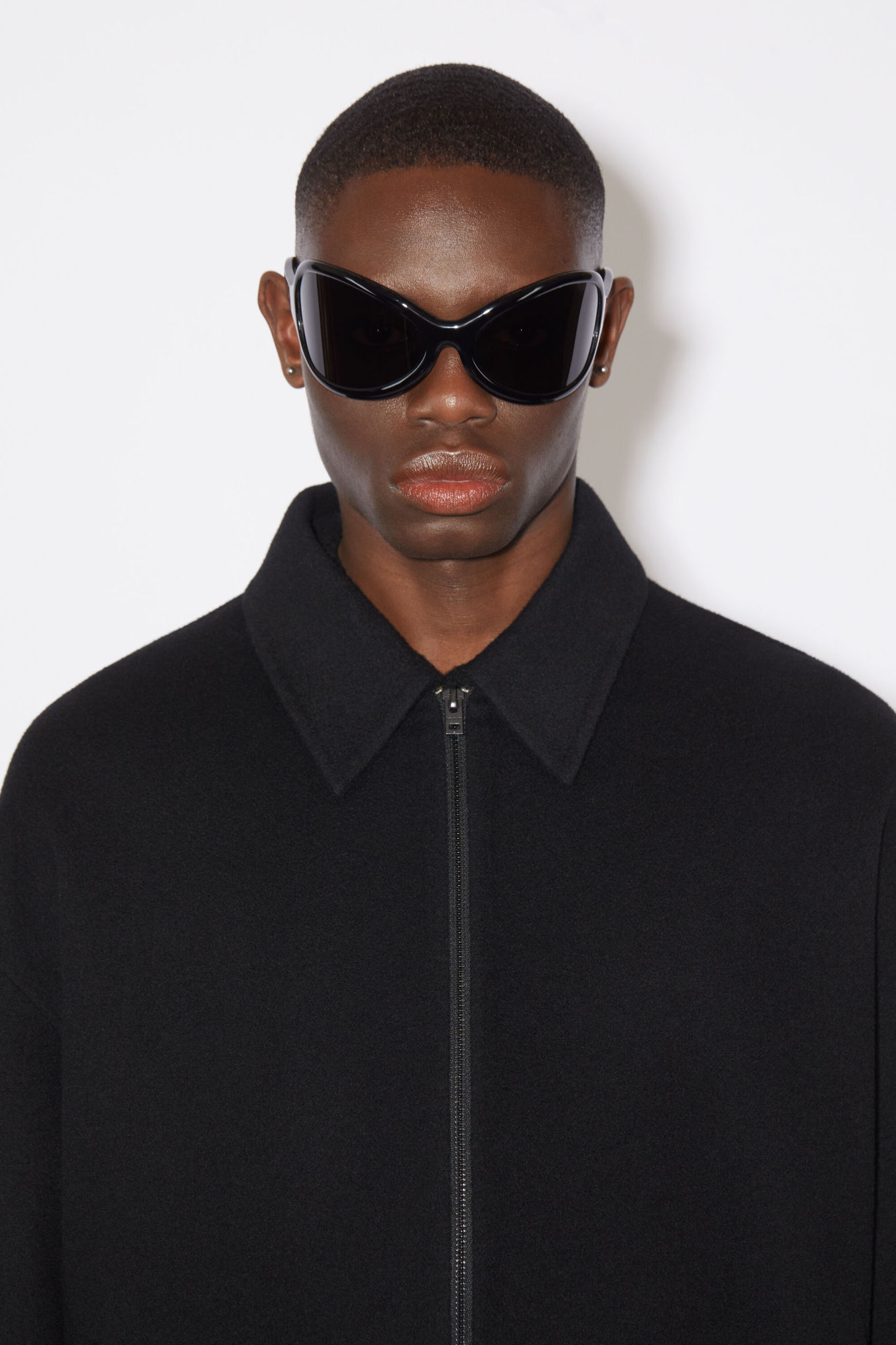Acne Studios Zip-up Wool Shirt Jacket In Black