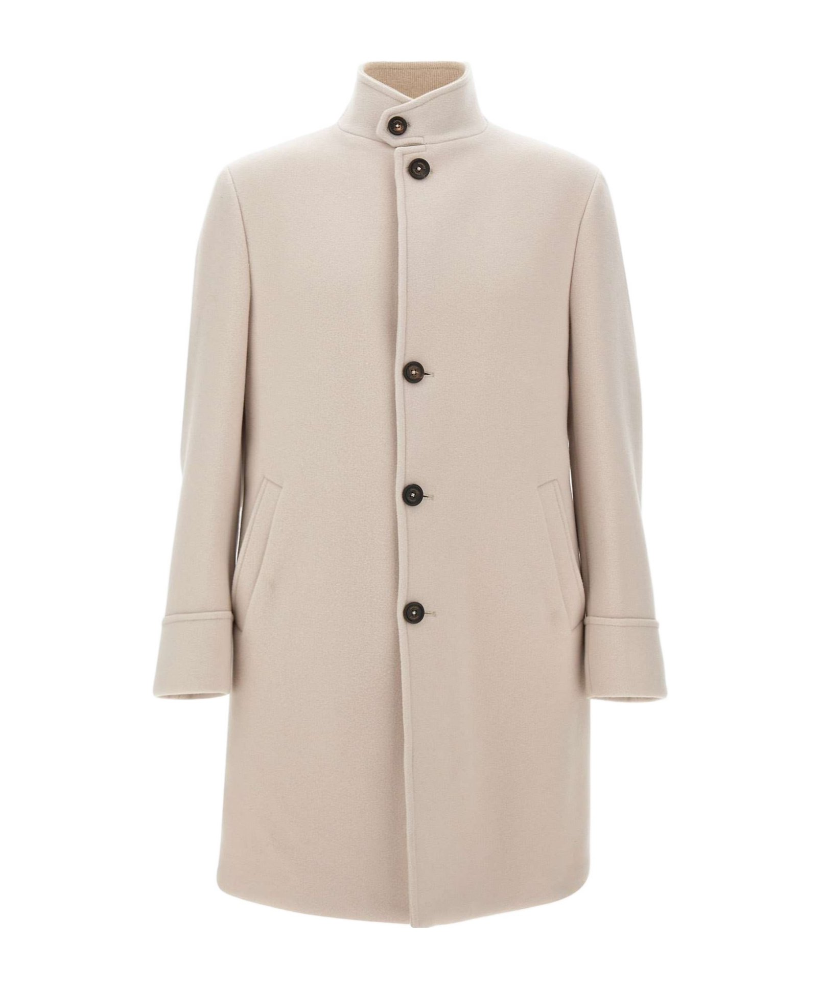 Eleventy Stand-collar Wool Coat In Brown