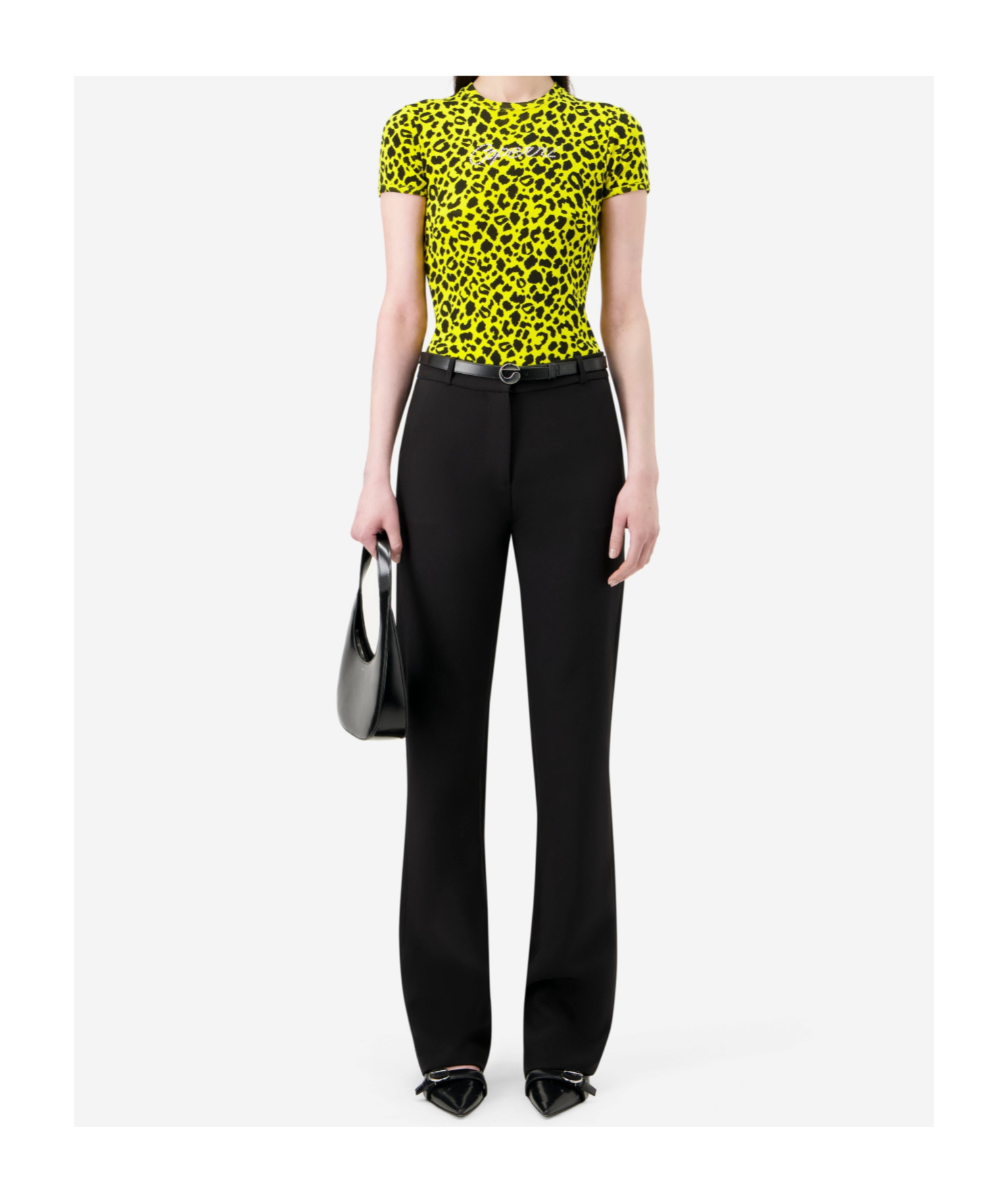 Coperni Womens Print Leopard Crystals Leopard-print Cotton-jersey T-shirt In Yellow