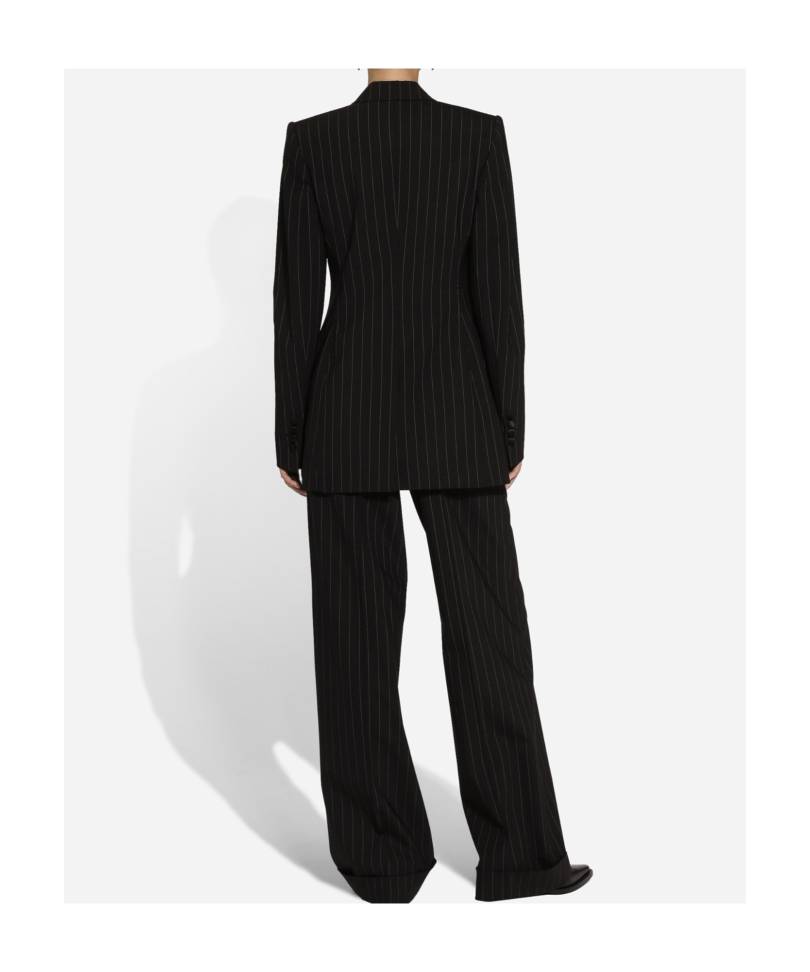Dolce & Gabbana High Waist Pinstripe Flared Pants In Black