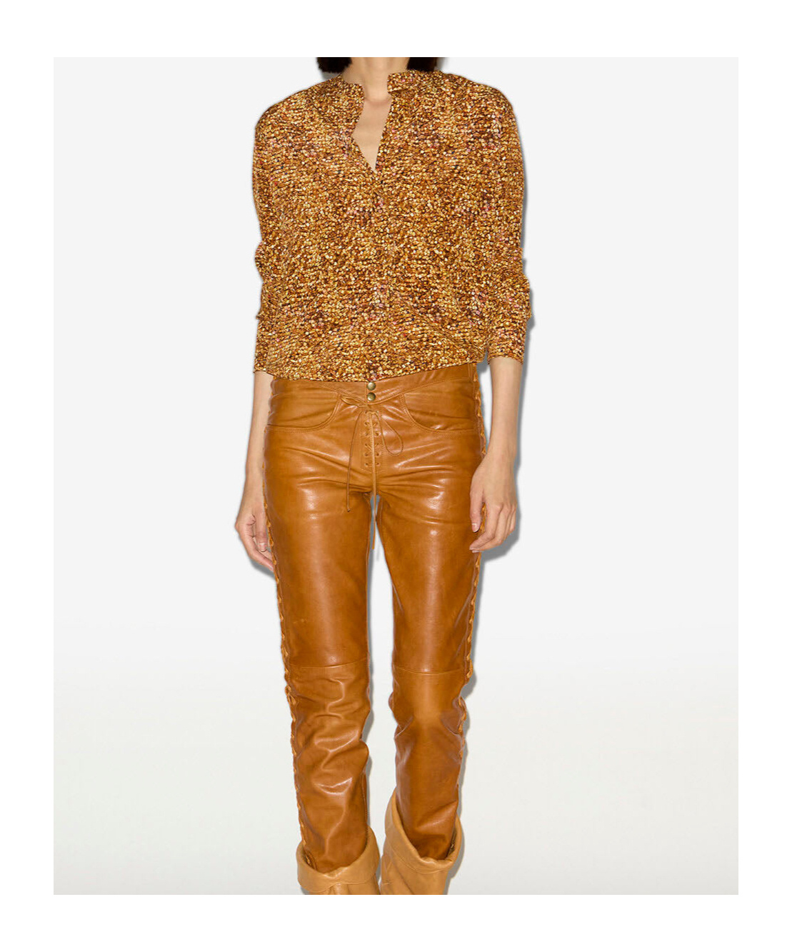 Isabel Marant Sima Printed Silk Blouse In Brown