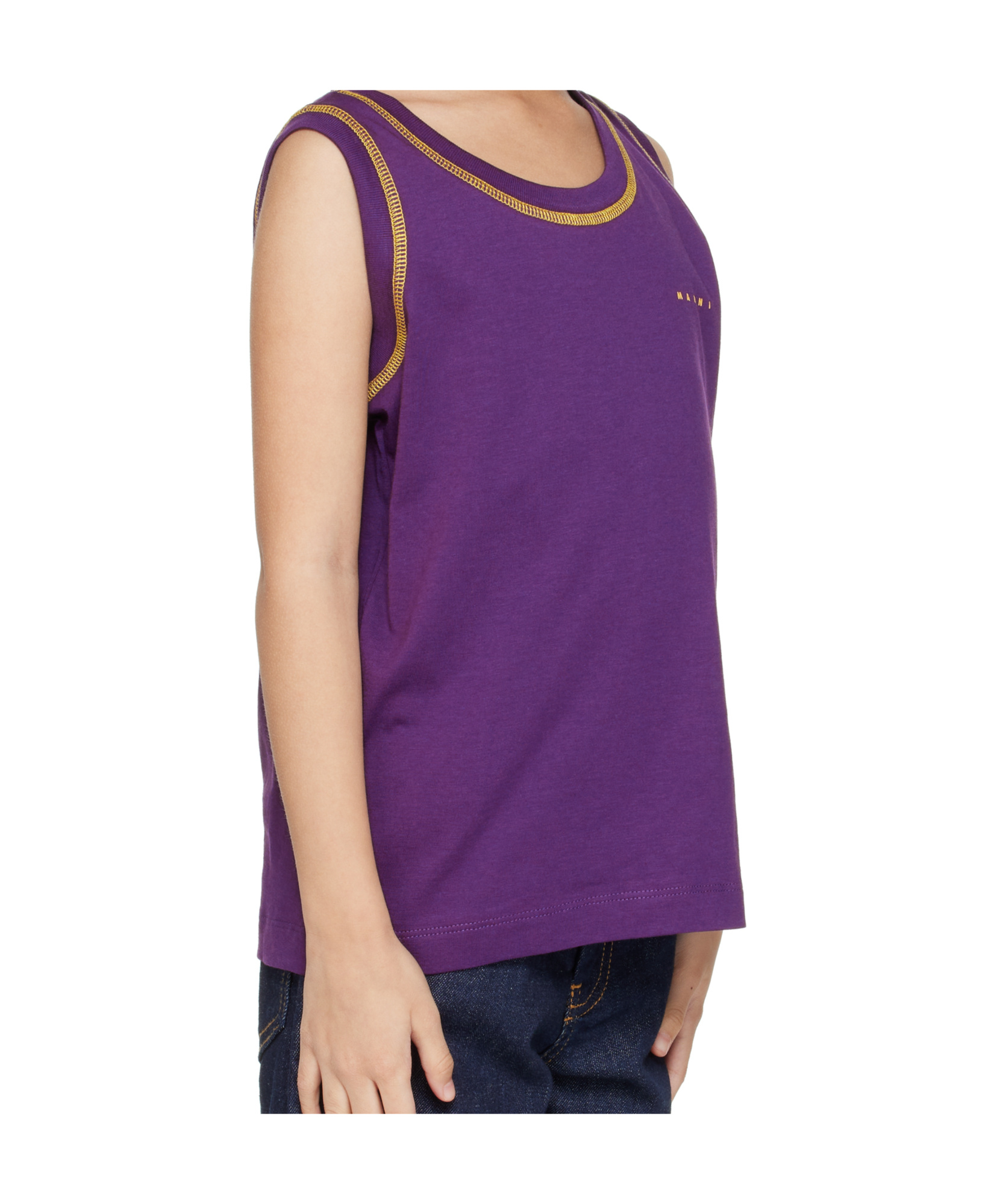 Marni Kids Purple Printed-logo Tank Top In Purple