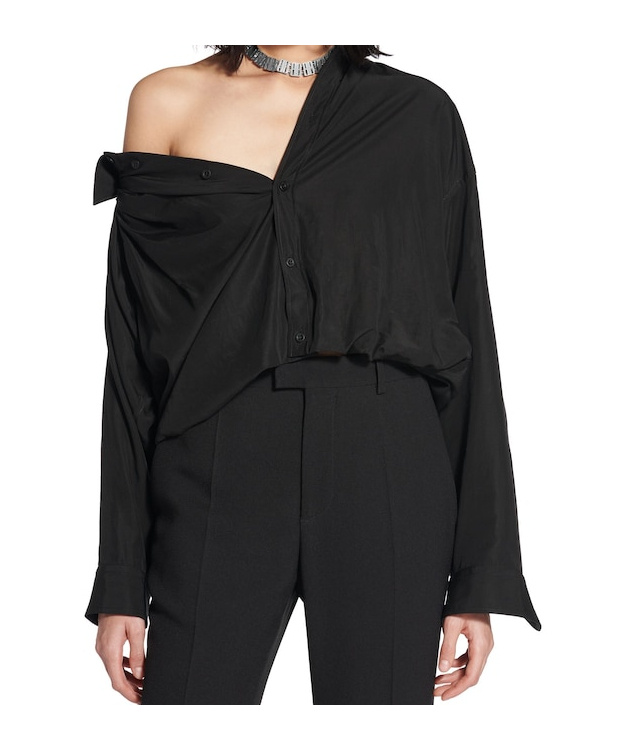 BALENCIAGA WOMEN'S ONE SHOULDER SHIRT IN BLACK