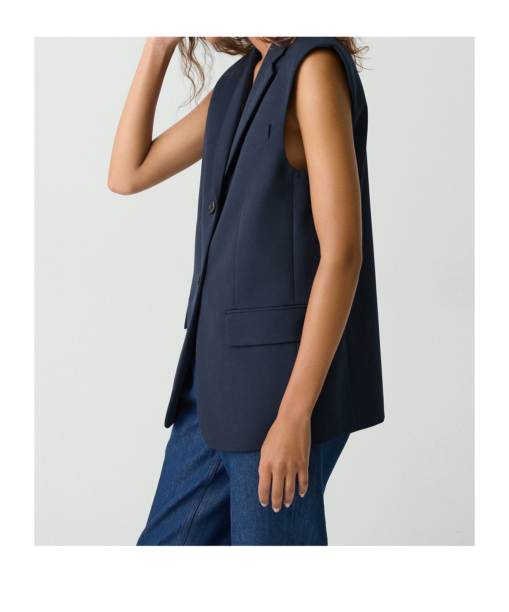 Theory Oversized Vest In Wool-blend In Blue