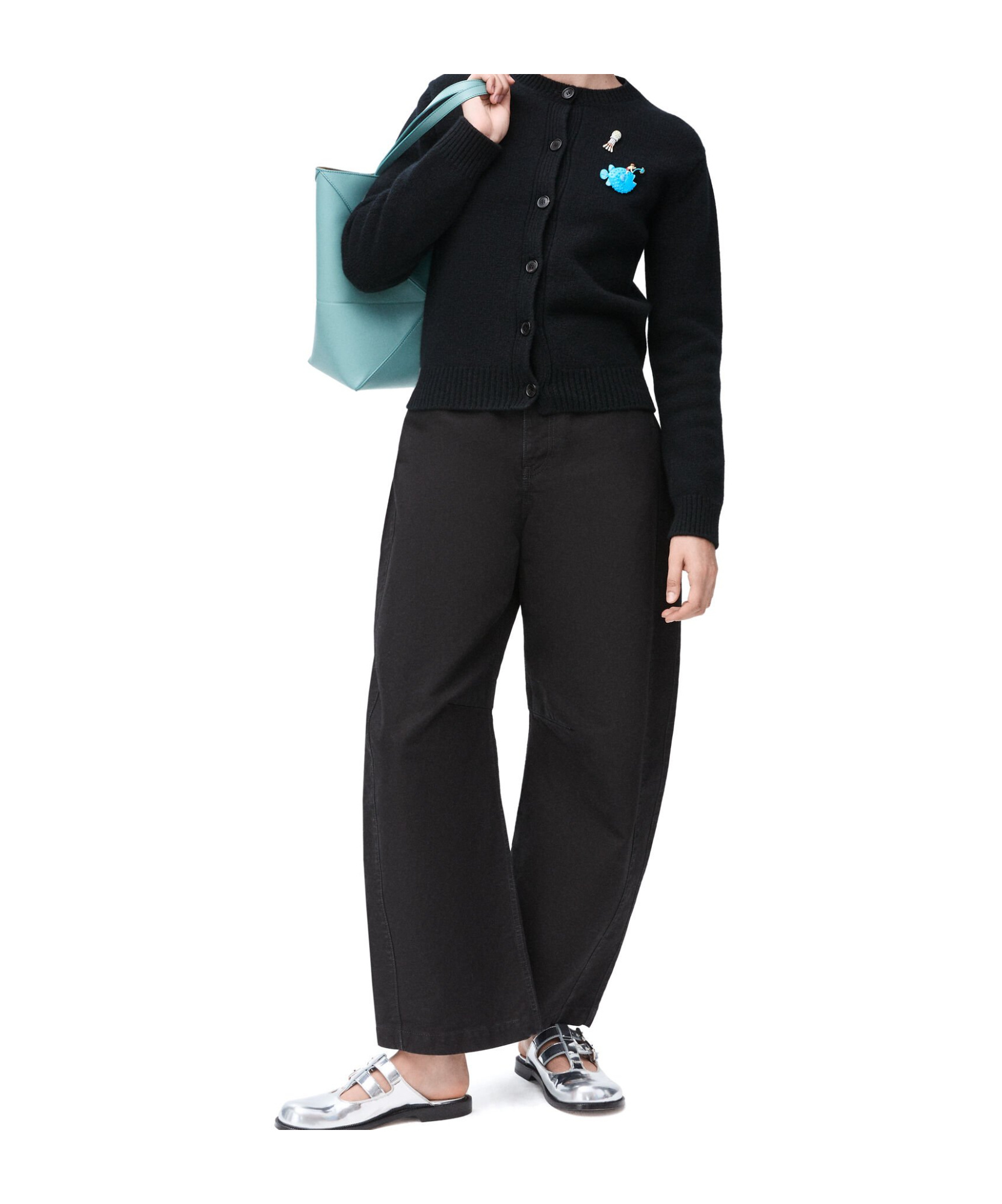 Loewe Wool Knitted Cardigan In Black