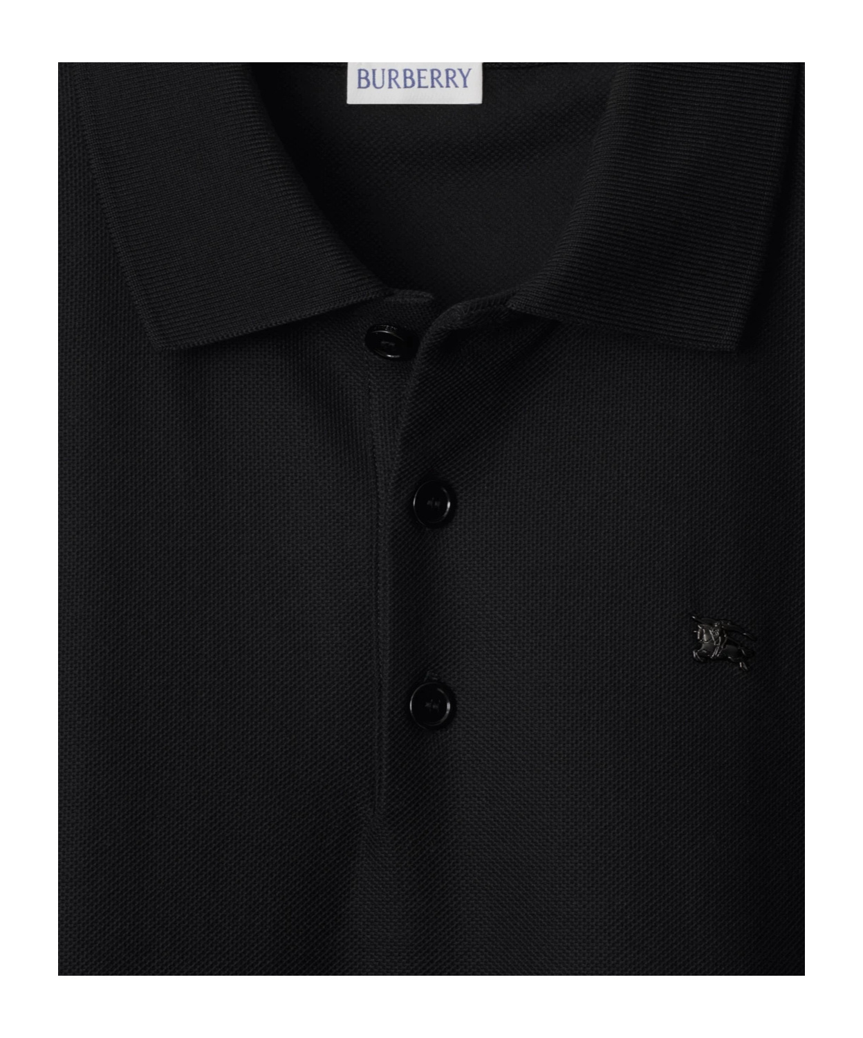 Burberry Knight-embellished Cotton Polo Shirt In Black
