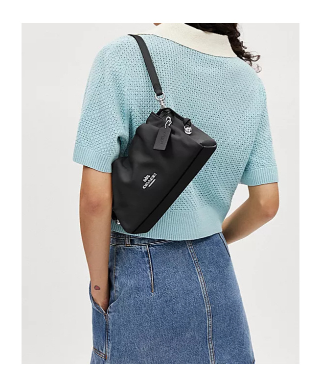 Coach Pleated Shoulder Bag In Black