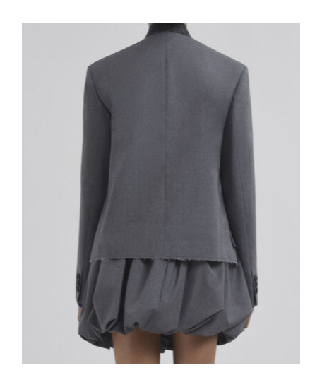 Marni Felt-trimmed Frayed Embroidered Wool Jacket In Gray