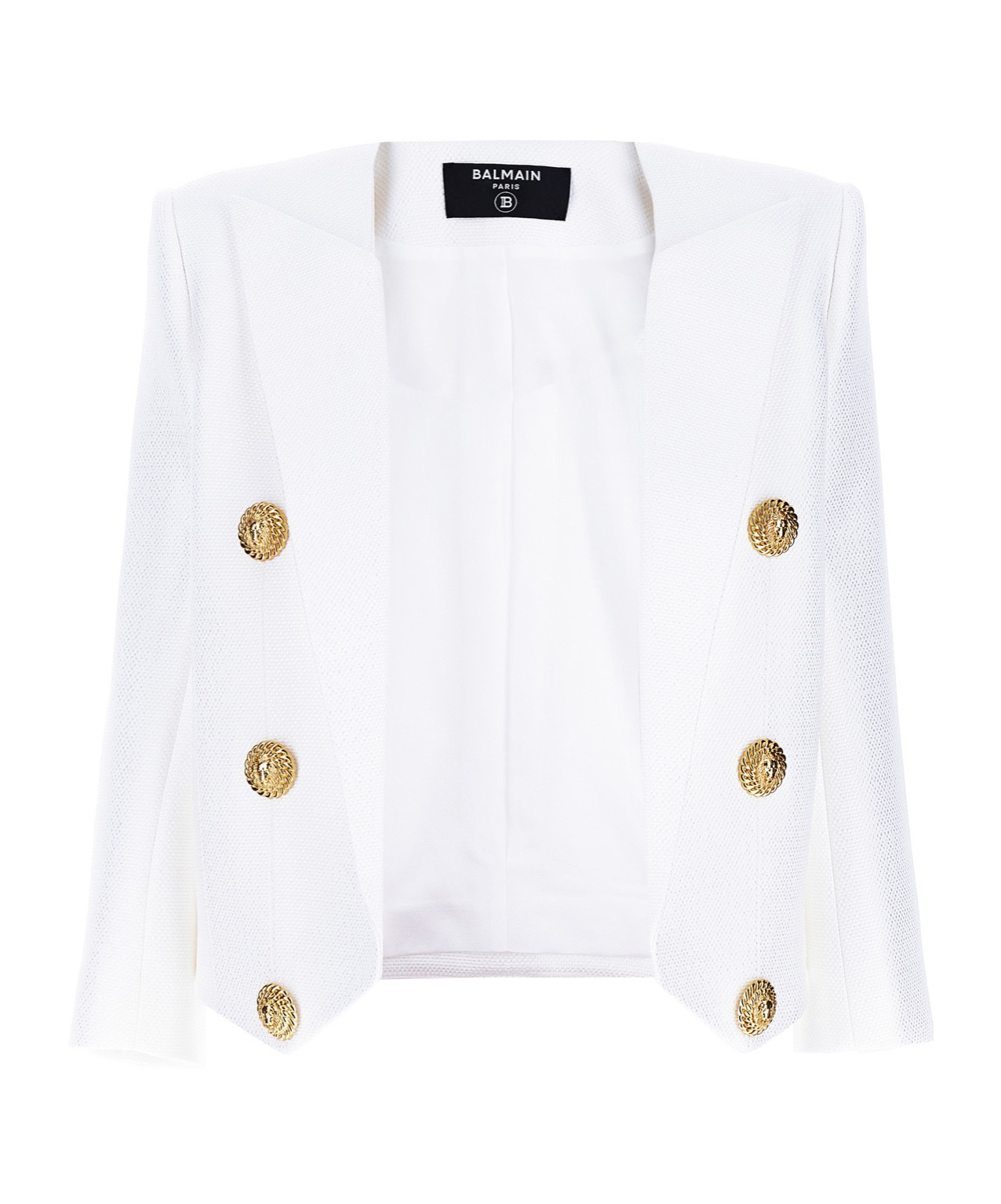 Balmain Double-breasted Spencer Jacket Gold Buttons In White