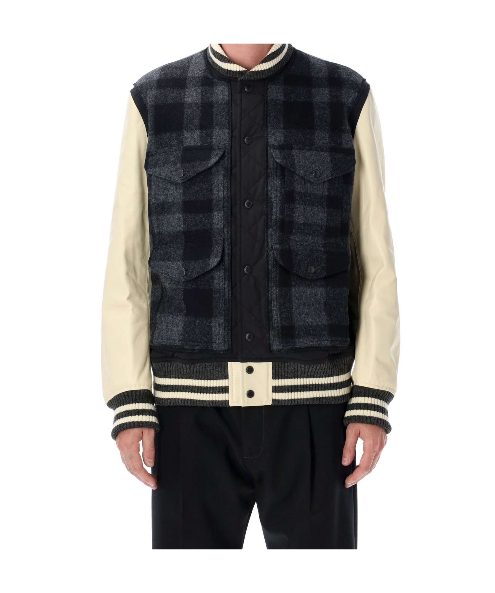 Junya Watanabe Quilted Back Varsity Style Jacket In Blue
