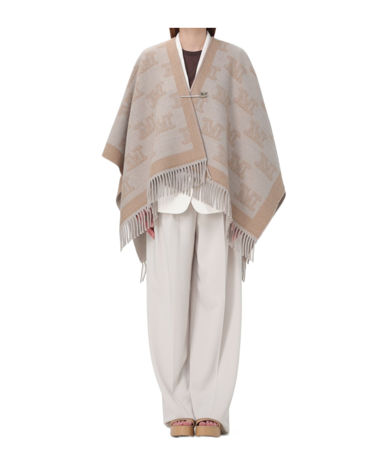 Max Mara Cape Woman Sand In Nude